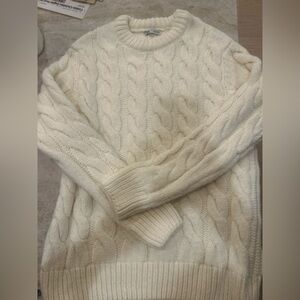 Cream Cable Knit Sweater Size Small Cozy Chunky Pullover